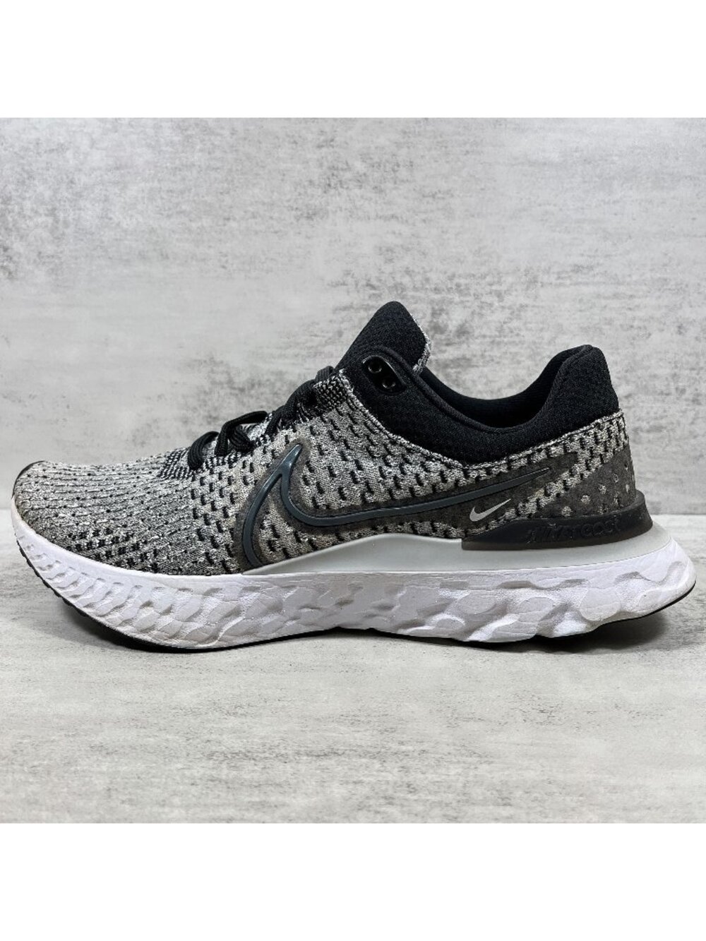 Nike React Infinity Run Flyknit 3 Running Shoes - Men's Size 9 - Black Gray
